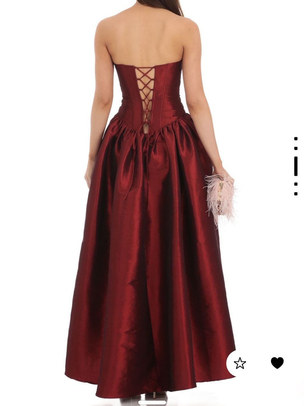 Lucy in the Sky Burgundy Corset Satin Dress - Picture 3 of 6